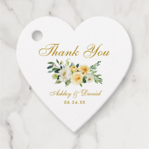 Gelbe Florale Goldene Hochzeit Danke Herz Geschenkanhänger