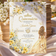 Gelbe Florale Goldene Tiara Schmetterlinge Quincea