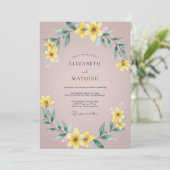 Gelbe florale Hochzeit Einladung (Stehend Vorderseite)