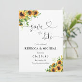 Gelbe Florale Hochzeit Save The Date (Stehend Vorderseite)