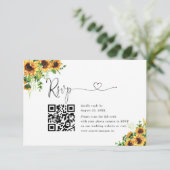 Gelbe Florale Hochzeits-Website QR-Code RSVP Karte (Stehend Vorderseite)