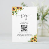 Gelbe Florale Hochzeits-Website QR-Code RSVP Karte (Stehend Vorderseite)