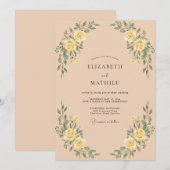 Gelbe Florale Hochzeitsbogen-Romantik Einladung (Vorne/Hinten)