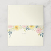 Gelbe florale Hochzeitsgefaltete Platzkarte (Außenseite Aufgefaltet)