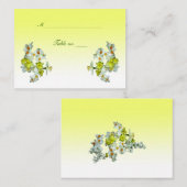 Gelbe florale Hochzeitskarte Platzkarte (Vorne/Hinten)