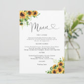 Gelbe Florale Hochzeitsmenü Menükarte (Stehend Vorderseite)