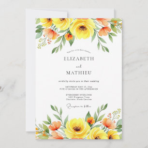 Gelbe Florale Hochzeitsromantik Einladung