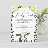 Gelbe florale Holy Kuh Kuh Print Baby Shower Invii Einladung (Stehend Vorderseite)