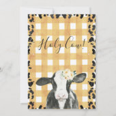 Gelbe florale Holy Kuh Kuh Print Baby Shower Invii Einladung (Rückseite)