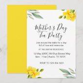 Gelbe Florale Muttertags-Teeparty Einladung (Vorne/Hinten)