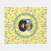 Gelbe florale PHANTASTISCHE MAMA mit FOTO Mutterta Fleecedecke (Vorderseite (Horizontal))