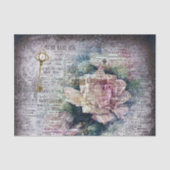 Gelbe florale Rose Viktorianische Ephemeride Dekou Seidenpapier (Vorderseite)