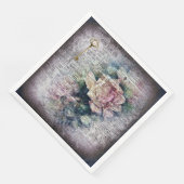 Gelbe florale Rose Viktorianische Ephemeride Dekou Serviette (Ecke)