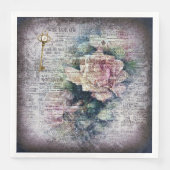 Gelbe florale Rose Viktorianische Ephemeride Dekou Serviette (Vorderseite)