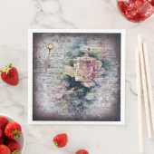 Gelbe florale Rose Viktorianische Ephemeride Dekou Serviette (Beispiel)