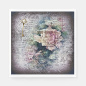 Gelbe florale Rose Viktorianische Ephemeride Dekou Serviette (Vorderseite)