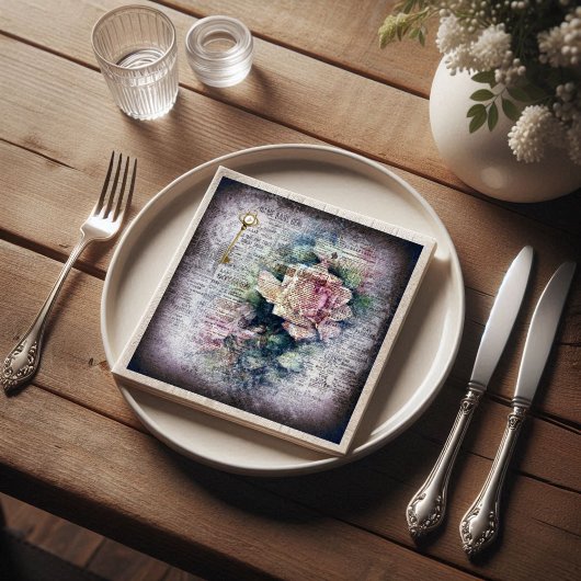 Gelbe florale Rose Viktorianische Ephemeride Dekou Serviette