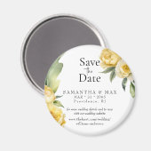 Gelbe Florale Runde Save the Date Hochzeit Magnet (Vorderseite/Rückseite)