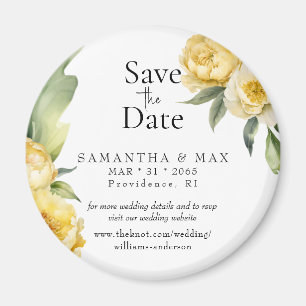 Gelbe Florale Runde Save the Date Hochzeit Magnet