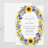 Gelbe Florale Rustikale Hochzeit Einladung (Vorne/Hinten)