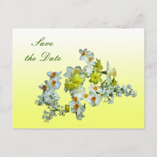Gelbe Florale Save-the-Date-Hochzeit Ankündigungspostkarte