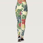 Gelbe florale Tropenmuster Leggings (Rückseite)