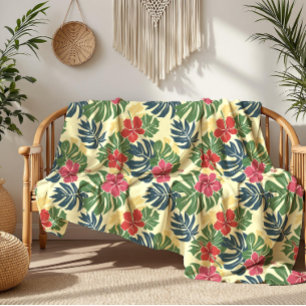Gelbe florale tropische fleecedecke