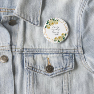 Gelbe florale Wed Eleganter Gold Glitzer Geometris Button