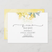 Gelbe florale weiche Grünpflanzen Save the Date Ankündigungspostkarte (Vorne/Hinten)