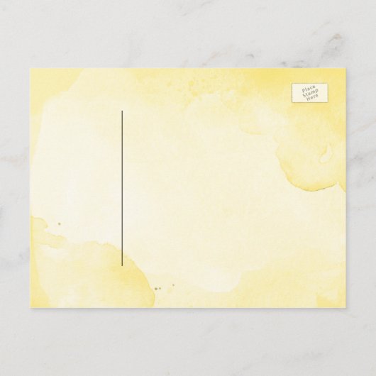 Gelbe florale weiche Grünpflanzen Save the Date Ankündigungspostkarte (Rückseite)