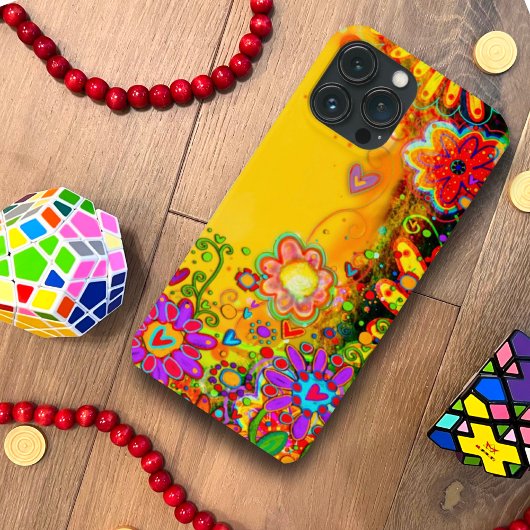 Gelbe florale Whimsistierende Inspirivity Personal Case-Mate iPhone Hülle