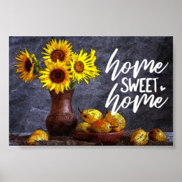 Gelbe florale Zuhause Sweet Zuhause Poster