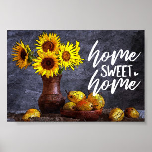 Gelbe florale Zuhause Sweet Zuhause Poster