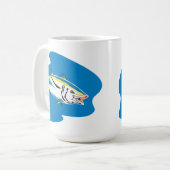 Gelbe Flossen-Thunfische Retro Kaffeetasse (Vorderseite Links)