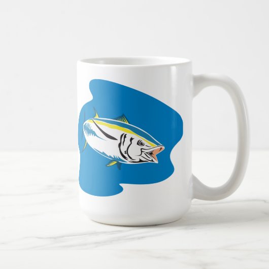 Gelbe Flossen-Thunfische Retro Kaffeetasse (Rechts)