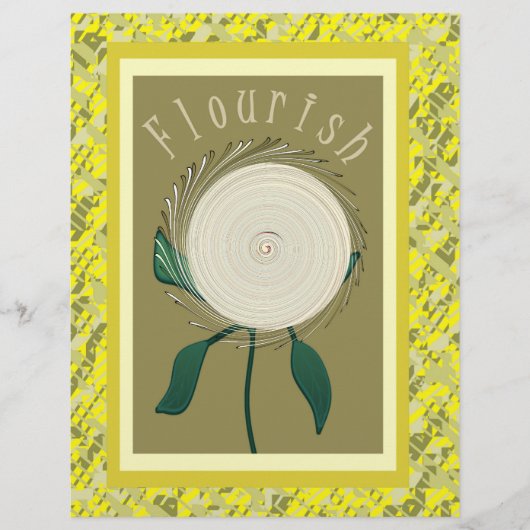 Gelbe Flourish-Blumen-Massen Scrapbook-Papier-Seit Flyer (Vorne)