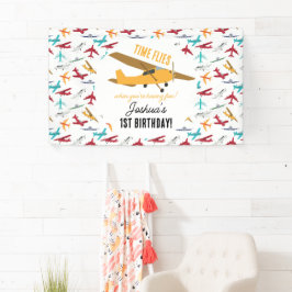 Gelbe Flugzeuge Kinder 1. Geburtstag Party Zeitfli Banner