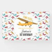 Gelbe Flugzeuge Kinder 1. Geburtstag Party Zeitfli Banner (Horizontal)