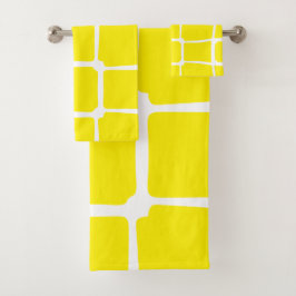 Gelbe Formen Quadrate fett asymmetrisch Badhandtuch Set