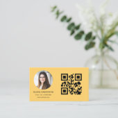 Gelbe Fotografie mit QR-Code Social Media Visitenkarte (Stehend Vorderseite)