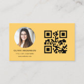 Gelbe Fotografie mit QR-Code Social Media Visitenkarte (Vorderseite)