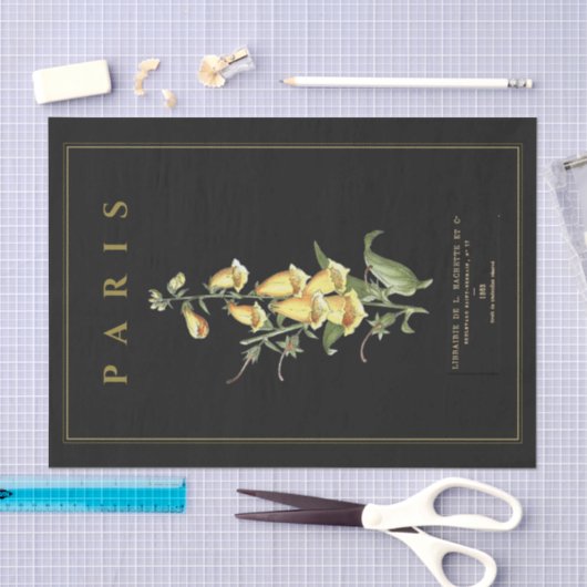 Gelbe Foxglove Blume Französisch Decoupage Black Seidenpapier (Handwerk)