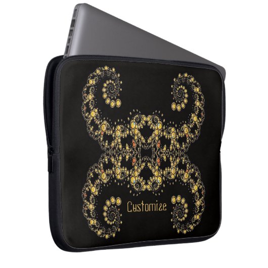 Gelbe Fraktal-Curlen Laptop-Sieb Laptopschutzhülle (Vorne Rechts)