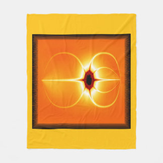 Gelbe Fraktale mit orangem Hintergrund Fleecedecke