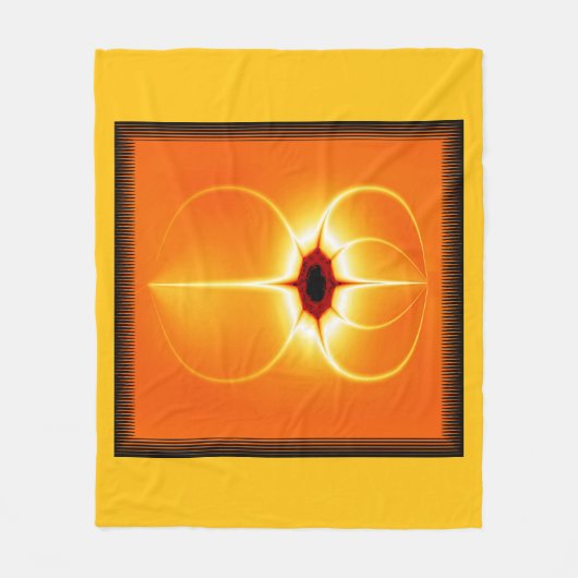 Gelbe Fraktale mit orangem Hintergrund Fleecedecke (Vorderseite)
