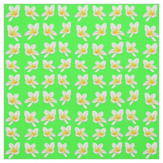 Gelbe Frangipanis auf Grün, Stoff (Muster)