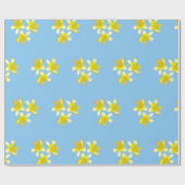 Gelbe Frangipanis auf Misty Blue, Packpapier (Flach)