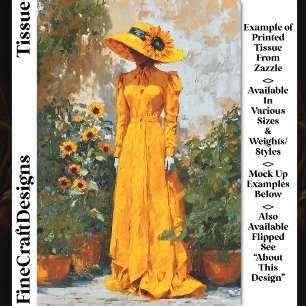 Gelbe Frau mit Sonnenblume-Hut-DT1L-Decoupage Seidenpapier