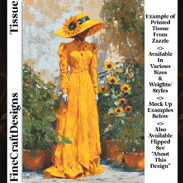 Gelbe Frau mit Sonnenblume-Hut-DT1R-Decoupage Seidenpapier