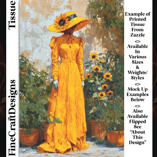 Gelbe Frau mit Sonnenblume-Hut-DT1R-Decoupage Seidenpapier